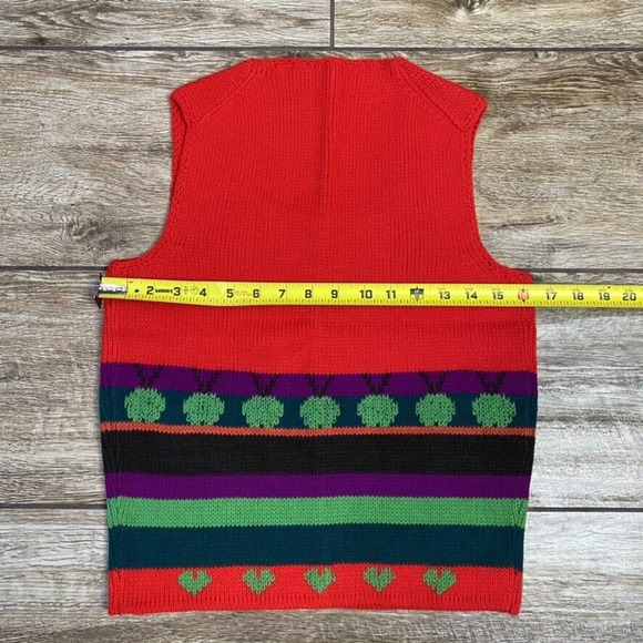 Red Apple Print Sweater Vest Size M Granny - Picture 7 of 7